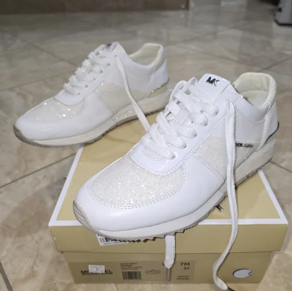 Michael Kors Allie White Glitter Women's Trainers - Picture 3 of 8
